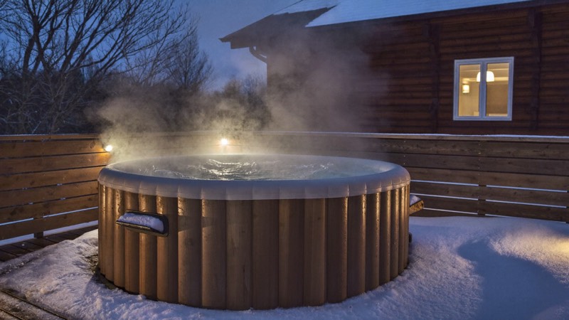 Illustration : spa chaud sous la neige